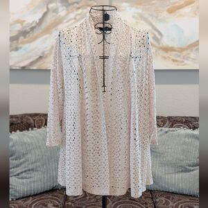 Elegant Cream Open-Knit Cardigan